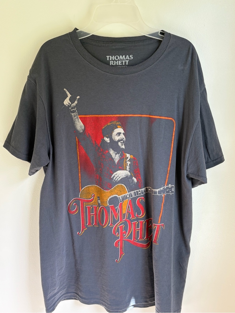 Men's Graphic Band Tee - Charcoal with Red Print